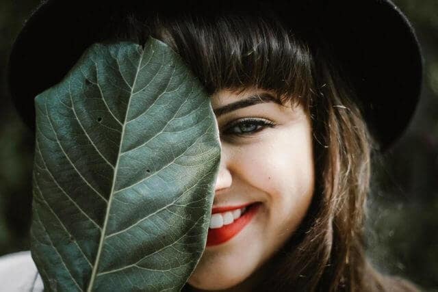 leaf woman smiling